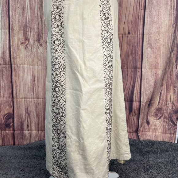 Tweeds linen rayon blend embroidered lined tan skirt women’s size 6 - Picture 10 of 15